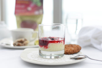 Tapioca au panais avec coulis de betterave et framboise